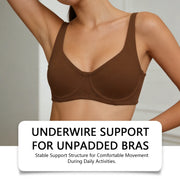 Women's Unlined Balconette Sport Bra Underwire Supportive Plus Size Daily Comfort Smooth Scoop Neck Invisible Under Every Outfit