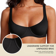 Women's Unlined Balconette Sport Bra Underwire Supportive Plus Size Daily Comfort Smooth Scoop Neck Invisible Under Every Outfit